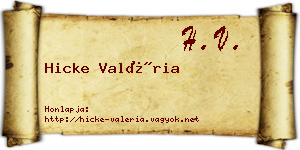Hicke Valéria névjegykártya