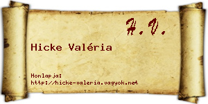 Hicke Valéria névjegykártya